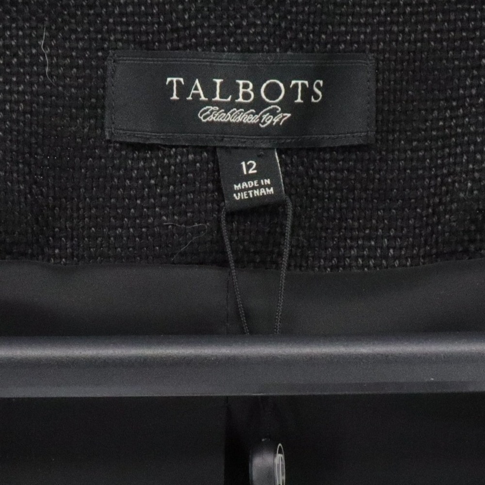 NWT Talbots Black Applique Cropped Bolero Jacket Linen Cotton 12 - Picture 4 of 6
